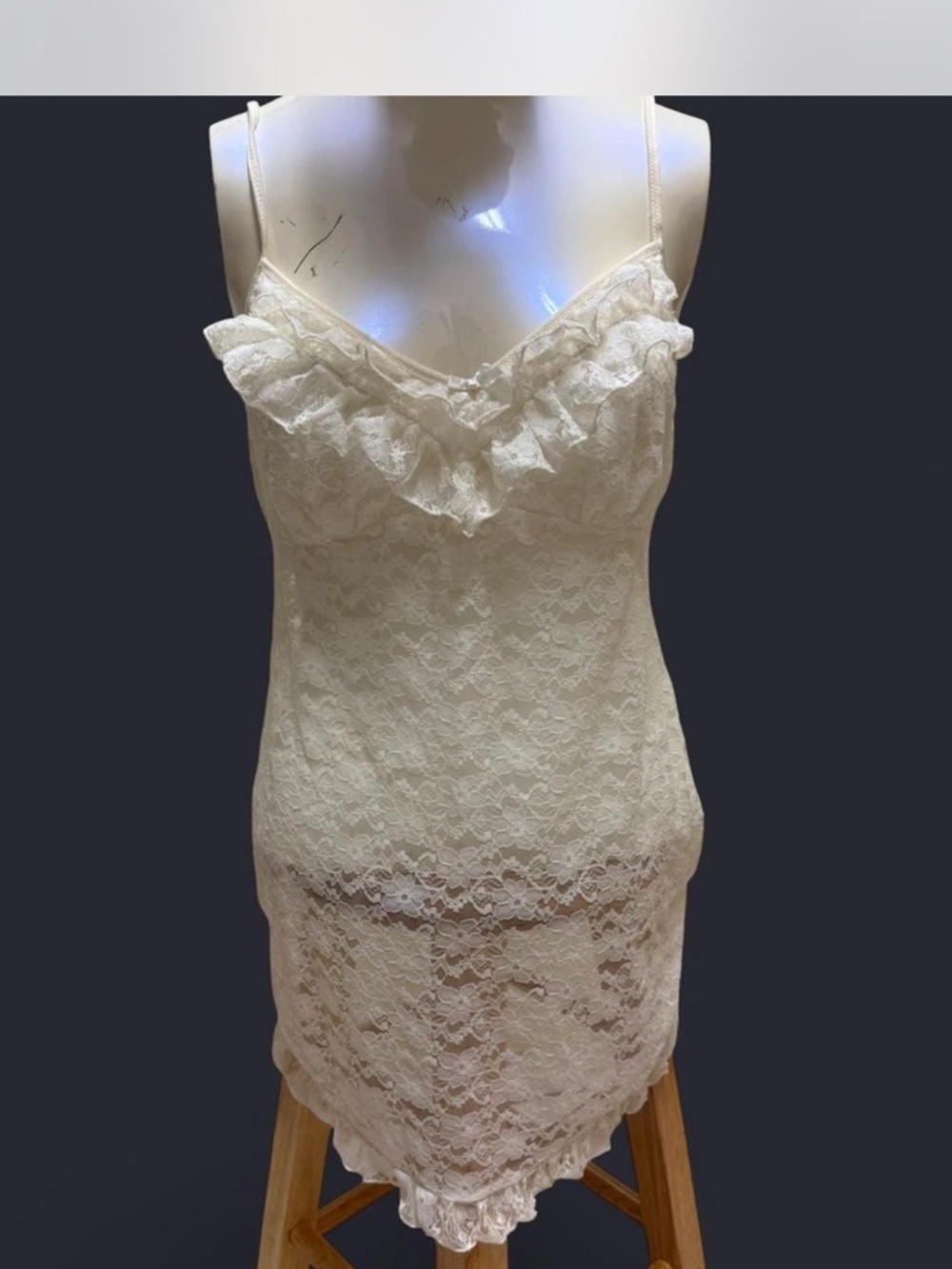 Ivory Lace Ruffled Slip babydoll